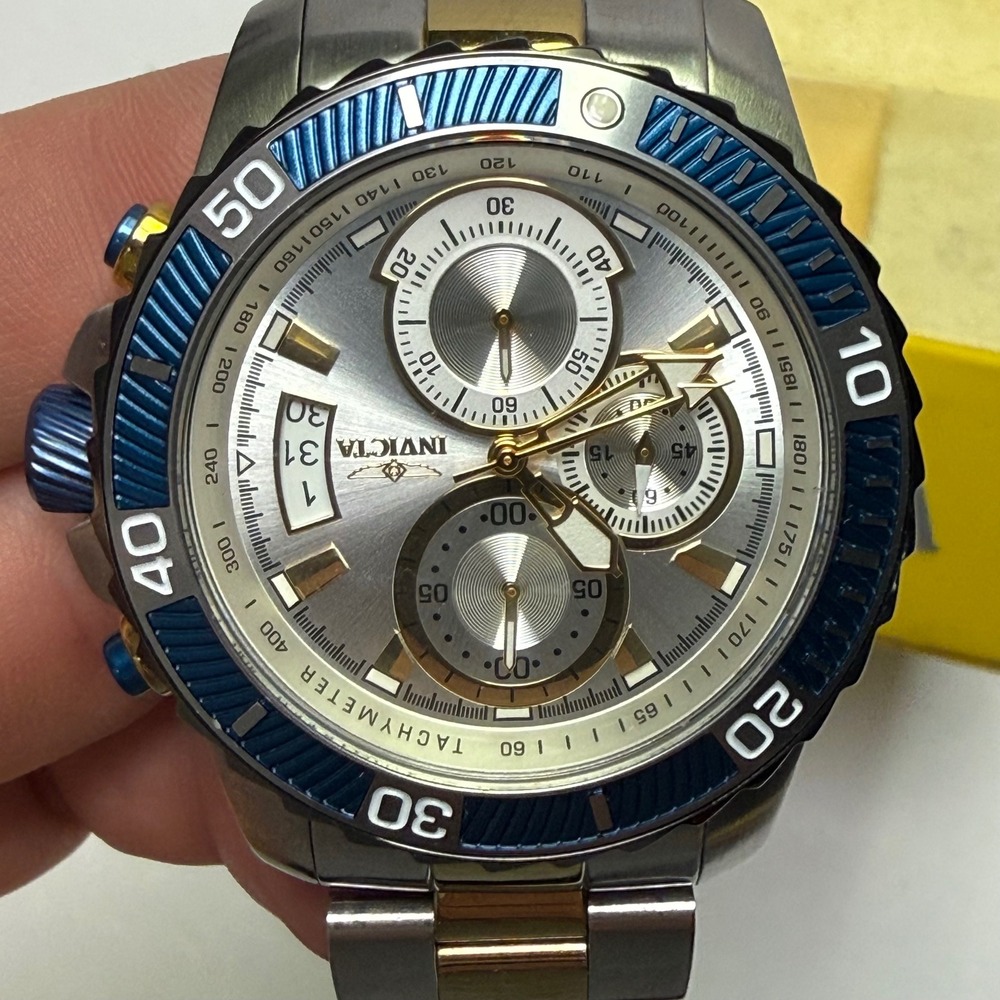 Invicta Pro Diver Quartz 45mm Chronograph Watch Silver Gold Chronograph 23994